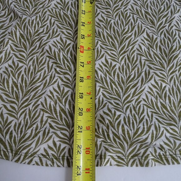Ann Taylor Loft Leaf Print Linen Tie Front Top Women Size XS Green  Short Sleeve - Picture 8 of 8
